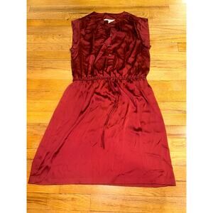 LOFT Button Down Shirtdress in Crimson Satin sz M